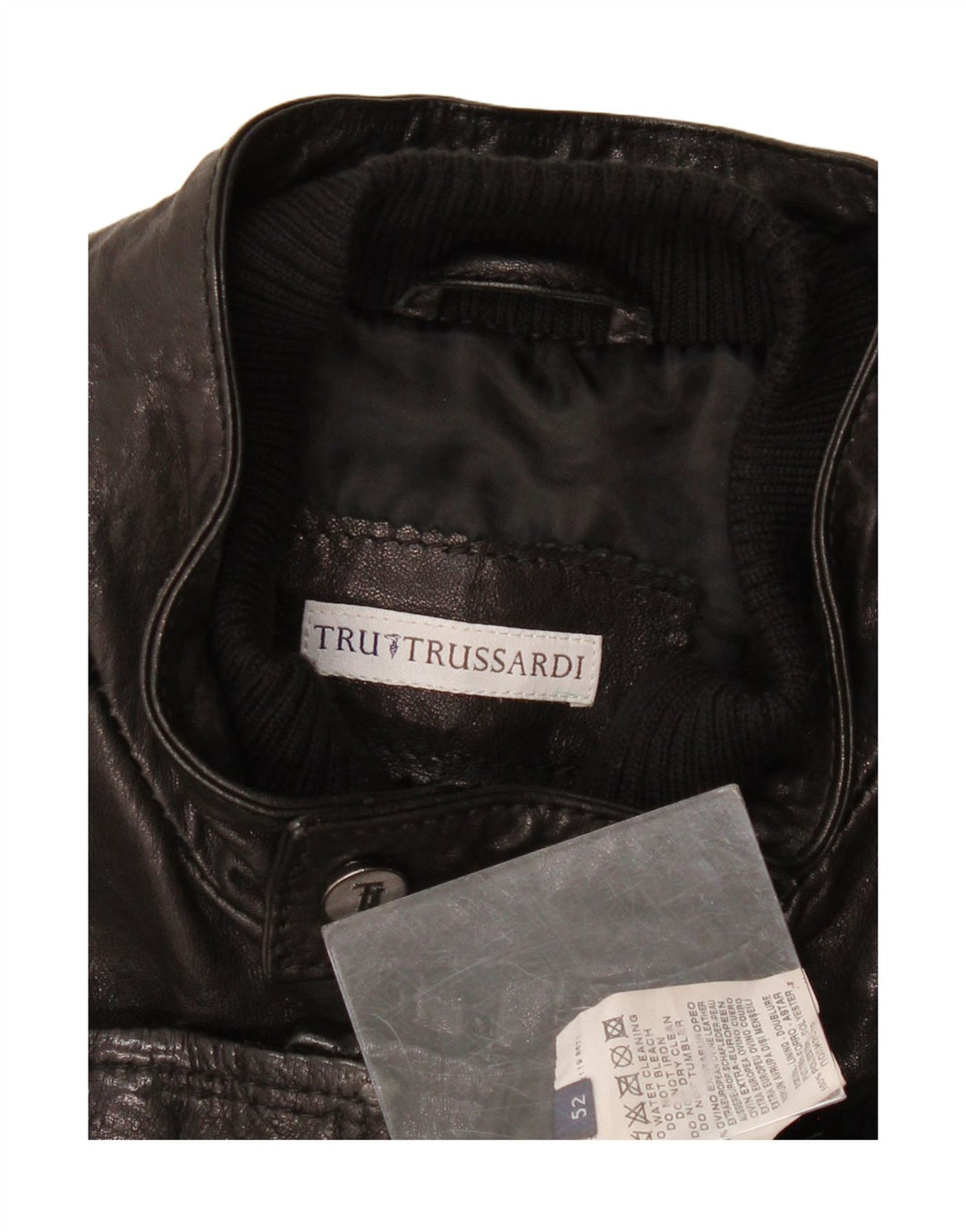 Trussardi Herren Lederjacke IT 52 XL Schwarzes Leder