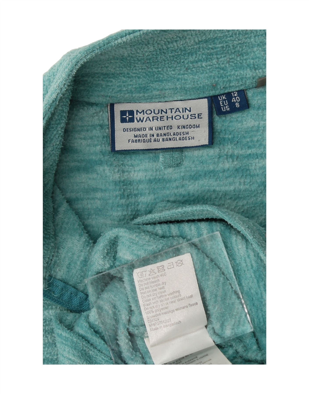 MOUNTAIN WAREHOUSE Womens Zip Neck Fleece Jumper UK 12 Medium  Turquoise Vintage Mountain Warehouse and Second-Hand Mountain Warehouse from Messina Hembry 