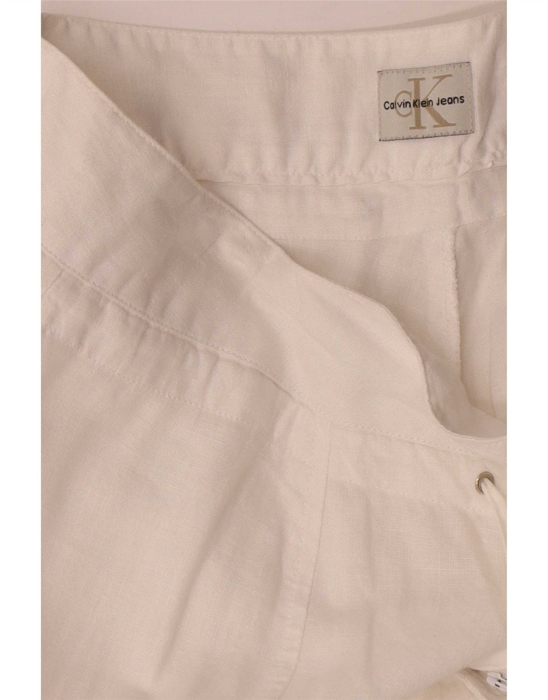Calvin Klein Damen Cargohose mit weitem Bein, W36 L34, Weiß