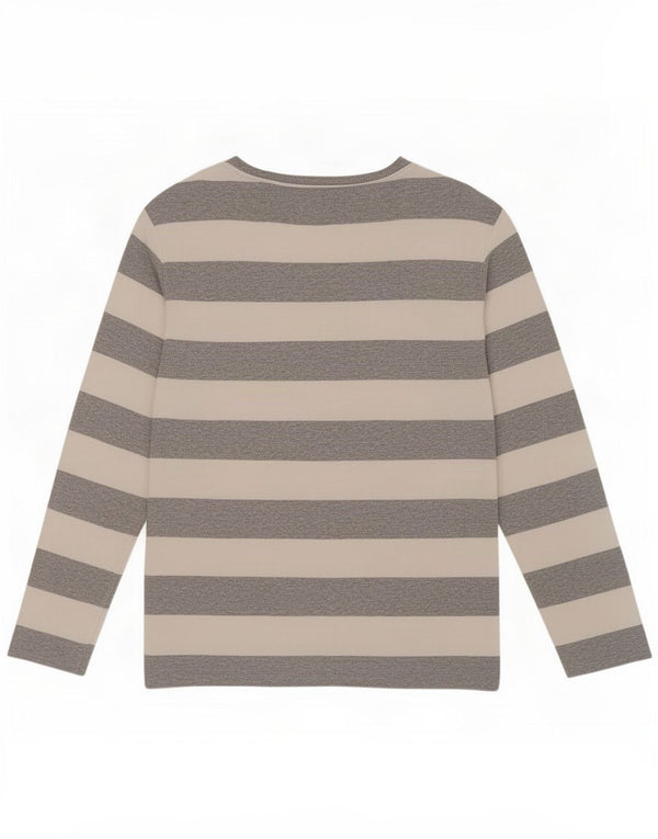 Tommy Hilfiger Damen Top Langarm UK 20 2XL Grau gestreift Baumwolle