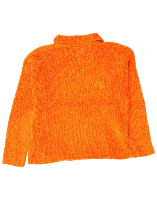 VINTAGE Damen Übergroßer Rollkragenpullover Pullover UK 10 Small Orange