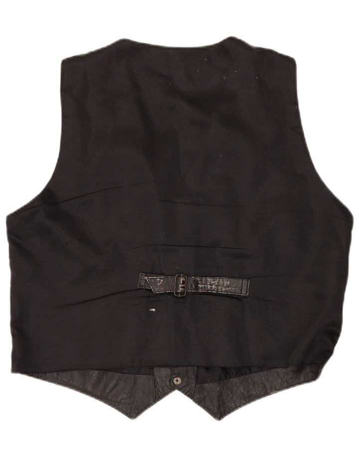 Vintage Herren Lederweste Groß Schwarz