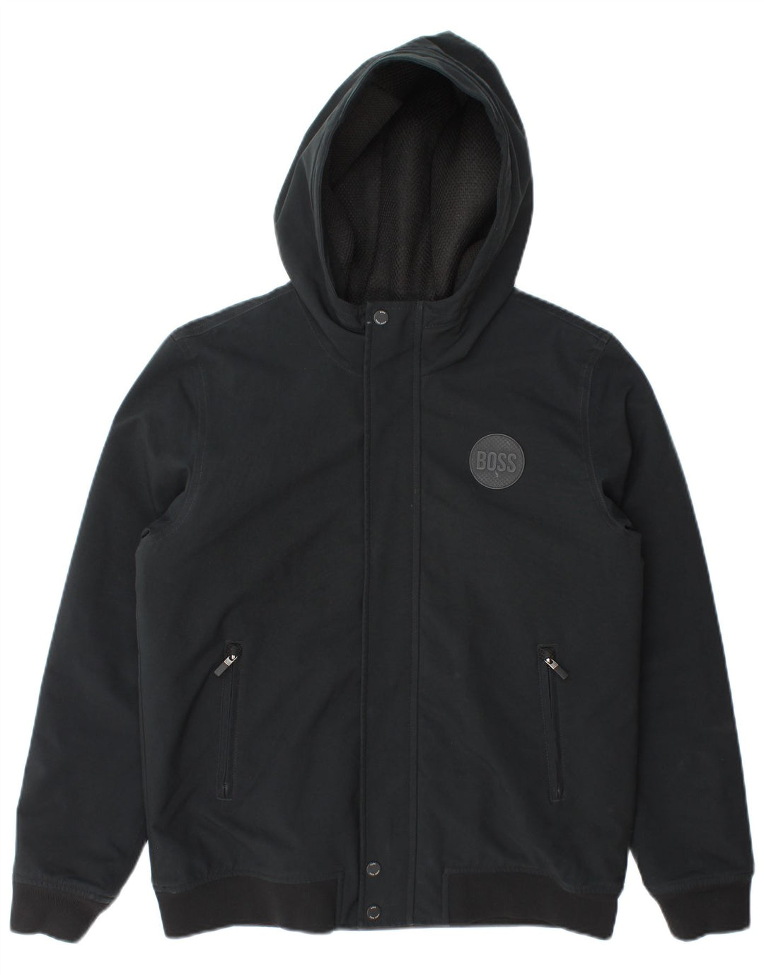 Hugo Boss Jungen-Bomberjacke mit Kapuze, 13–14 Jahre, Größe S, Schwarz, Polyester