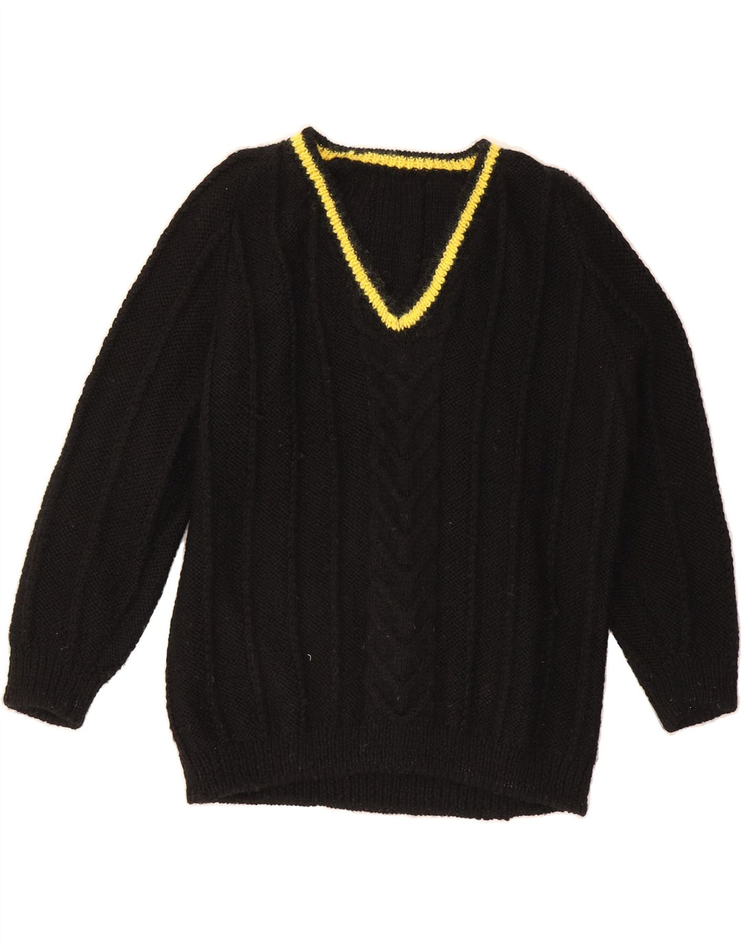 VINTAGE Womens V-Neck Jumper Sweater UK 14 Large Black Vintage Vintage and Second-Hand Vintage from Messina Hembry 