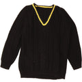 VINTAGE Womens V-Neck Jumper Sweater UK 14 Large Black Vintage Vintage and Second-Hand Vintage from Messina Hembry 