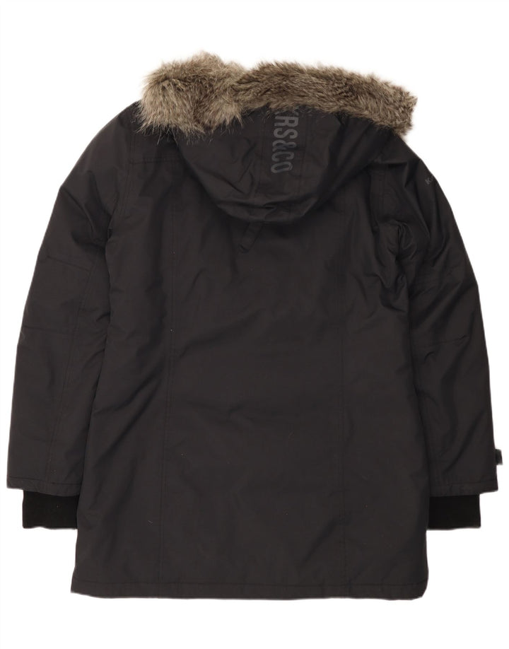 Kangaroos Damen-Windbreaker-Mantel mit Kapuze, UK 16, Größe L, Schwarz
