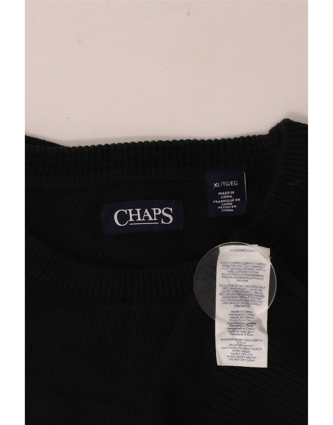 Chaps Herren-Pullover mit Rundhalsausschnitt, XL, grüne Baumwolle