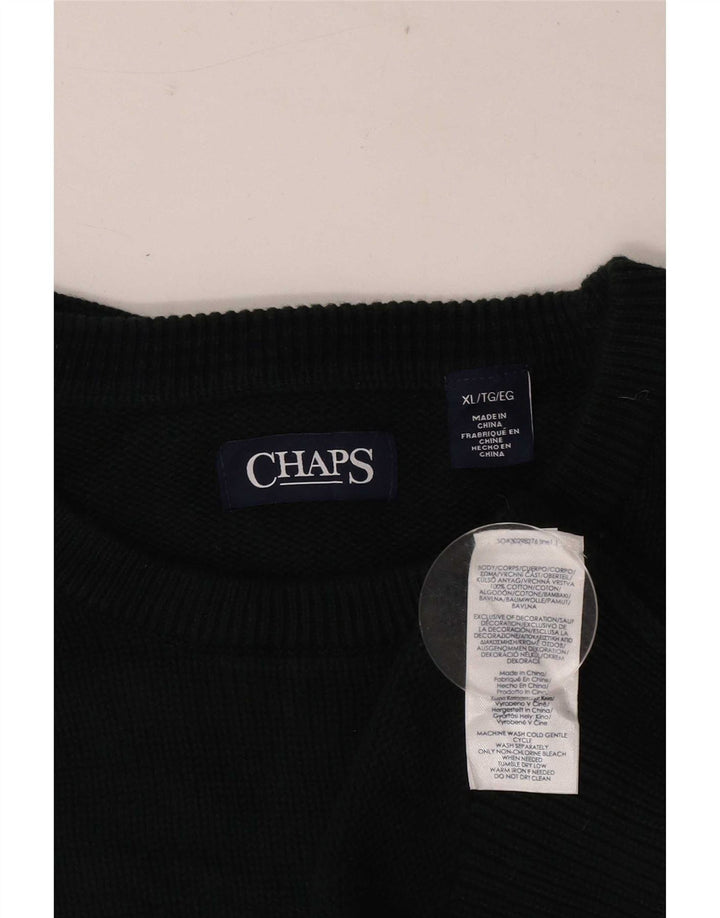 Chaps Herren-Pullover mit Rundhalsausschnitt, XL, grüne Baumwolle