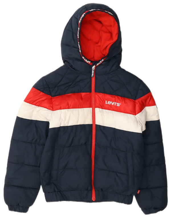 Levi's Jungen wattierte Jacke mit grafischer Kapuze, 11–12 Jahre, Marineblau, Farbblock