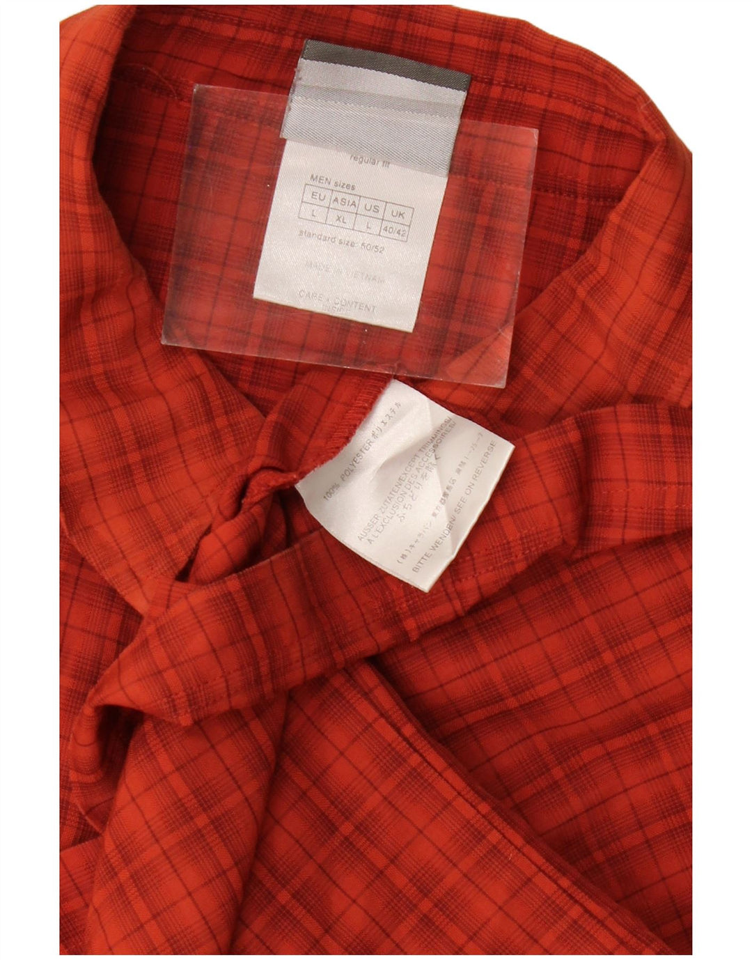 JACK WOLFSKIN Herren Kurzarmhemd UK 40/42 Großes rot kariertes Polyester