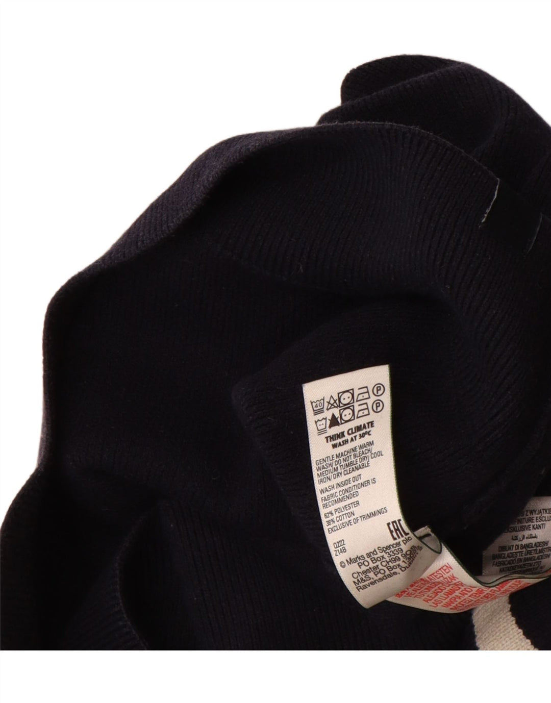 Marks & Spencer Herren-Pullover mit Reißverschluss am Hals, groß, marineblau gestreift