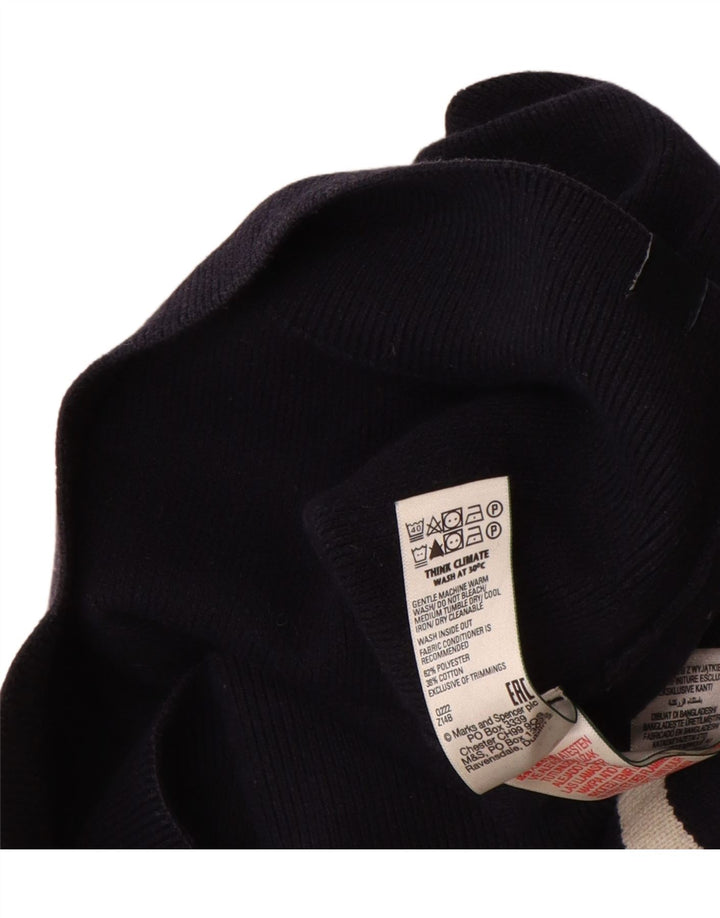 Marks & Spencer Herren-Pullover mit Reißverschluss am Hals, groß, marineblau gestreift