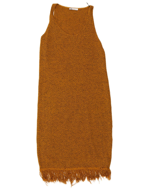 Ärmelloses Pulloverkleid für Damen von Zara, Gr. 10, Größe S, braun gefleckt
