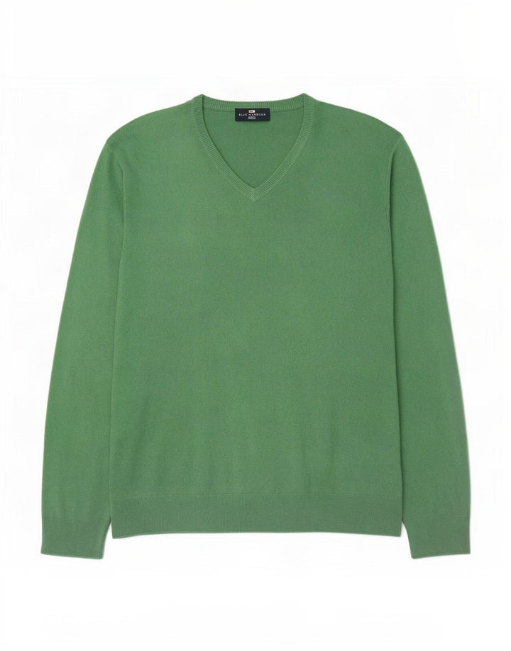 Marks & Spencer Herren-Pullover mit V-Ausschnitt, groß, grünes Acryl