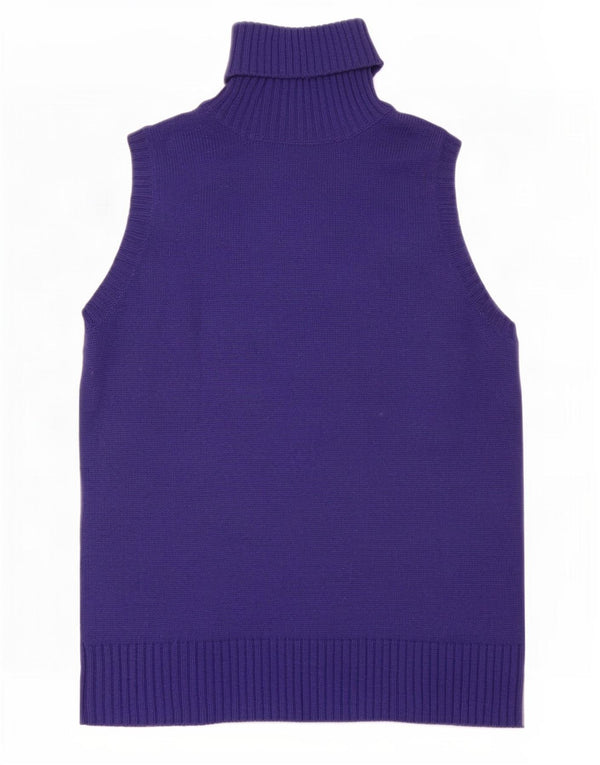 Marks & Spencer Damen-Tanktop mit Rollkragen, Größe UK 14, mittelblau, Baumwolle