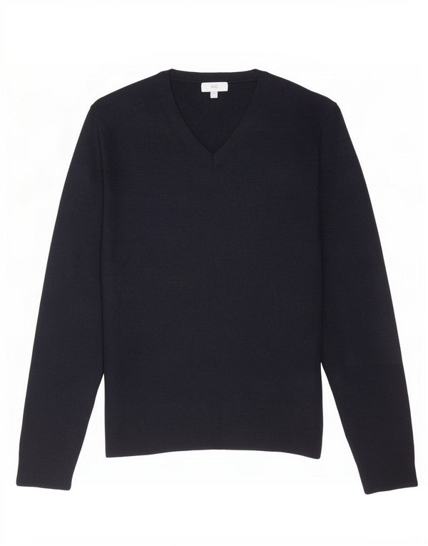 Marks & Spencer Damen-Pullover mit V-Ausschnitt, UK 16, Größe L, schwarze Viskose