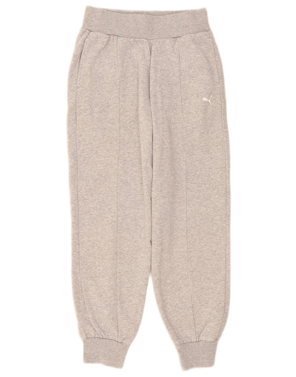 Puma Womens Graphic Trainingshose Jogger UK 4 XS Grau gefleckte Baumwolle