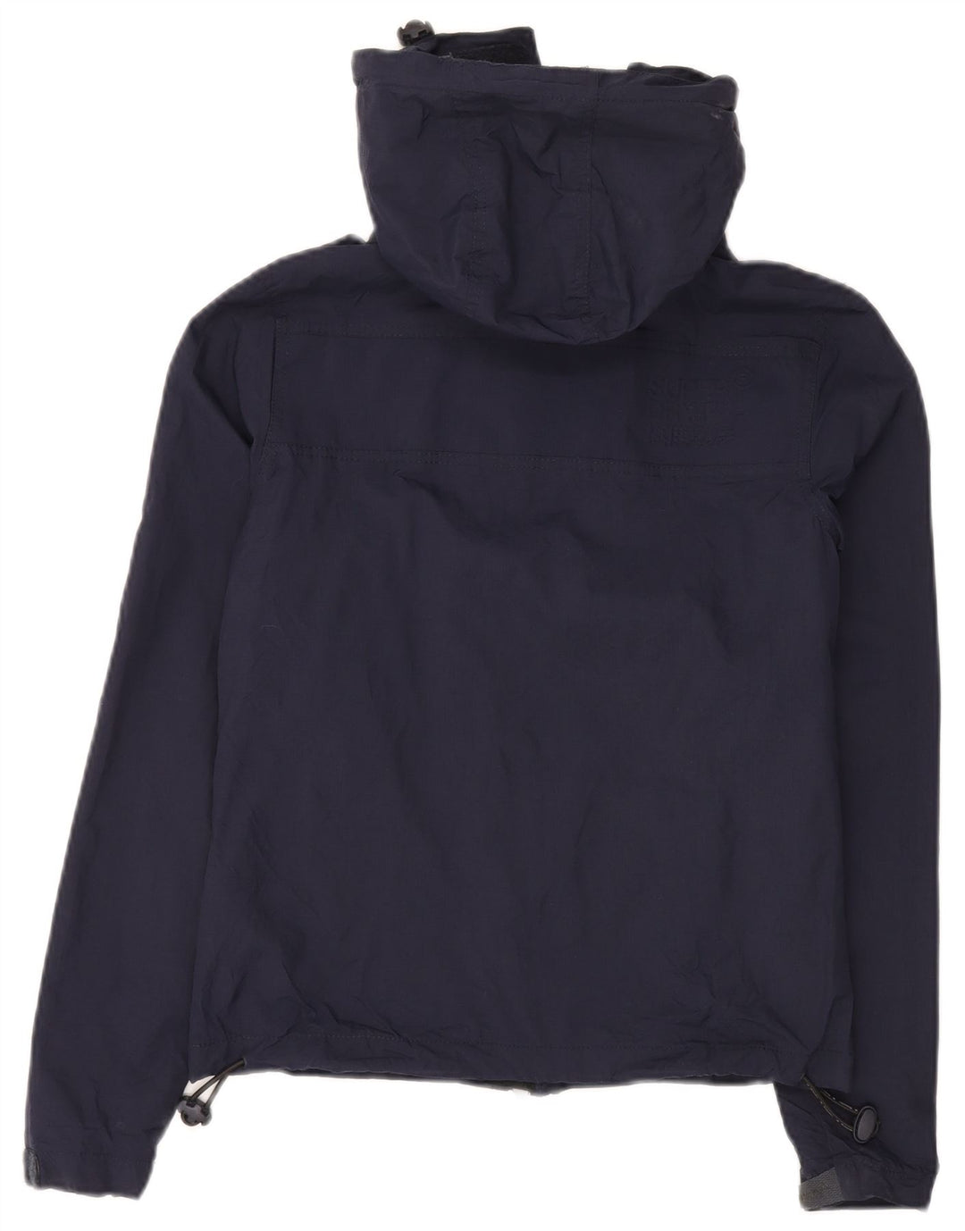 Superdry Herren Windcheater Kapuzen-Regenjacke UK 34 XS Marineblaues Nylon