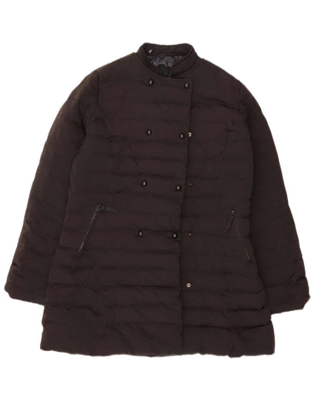 Massimo Dutti Damen Wattierter Mantel UK 16 Large Schwarz Polyester