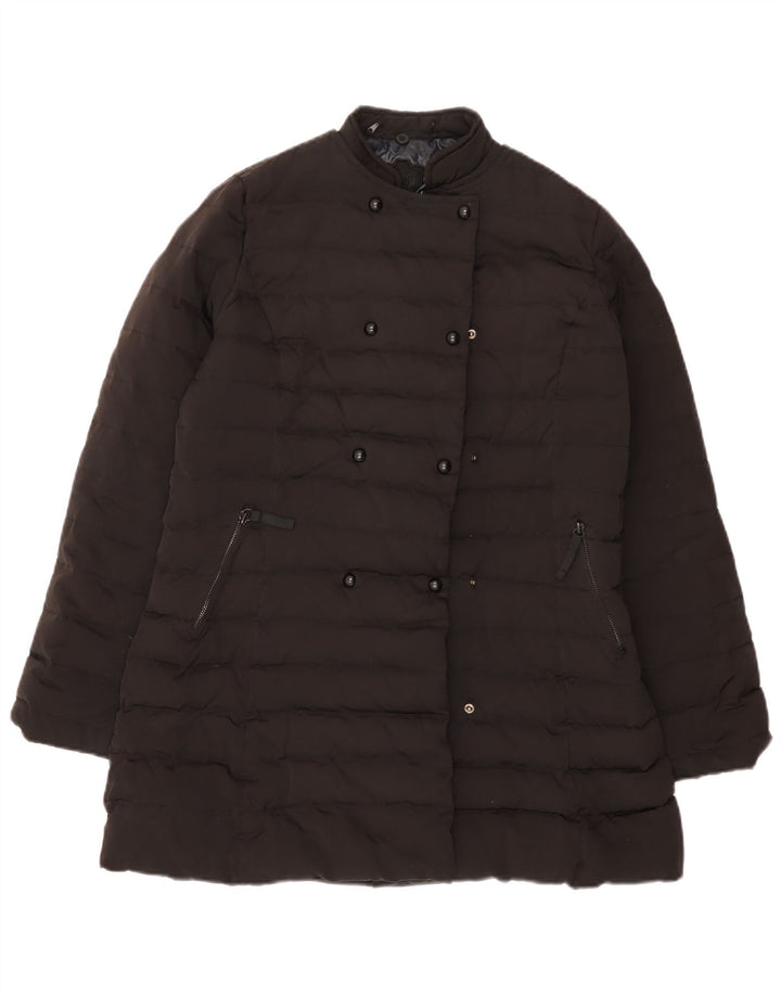 Massimo Dutti Damen Wattierter Mantel UK 16 Large Schwarz Polyester