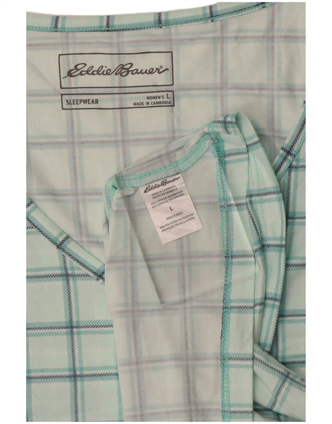 EDDIE BAUER Damen Weste Top UK 16 Large Blue Check Polyester