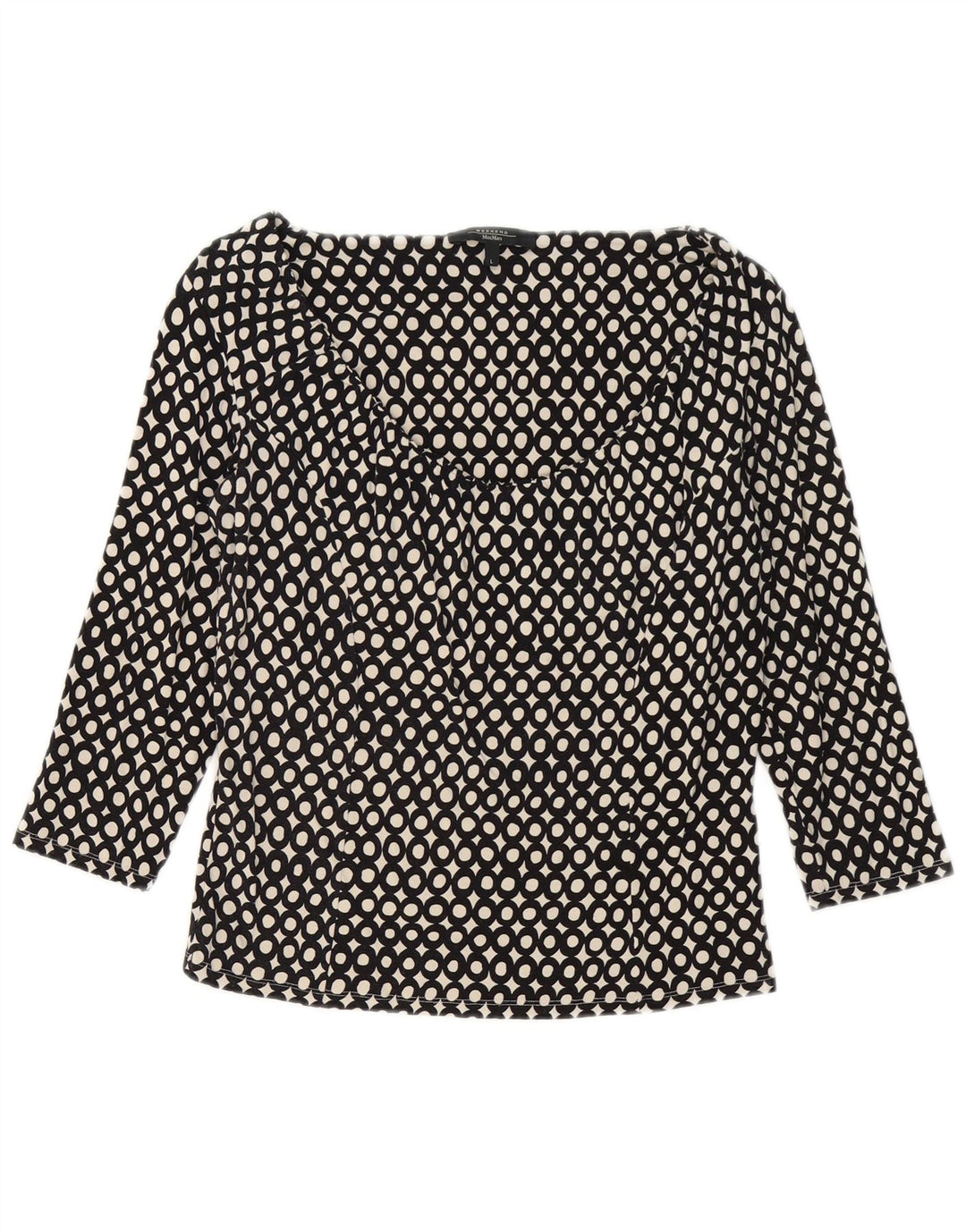 Max Mara Womens Weekend Top 3/4 Ärmel UK 14 Large Schwarze geometrische Viskose