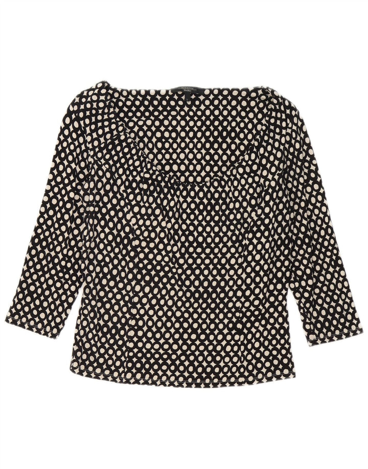 Max Mara Womens Weekend Top 3/4 Ärmel UK 14 Large Schwarze geometrische Viskose