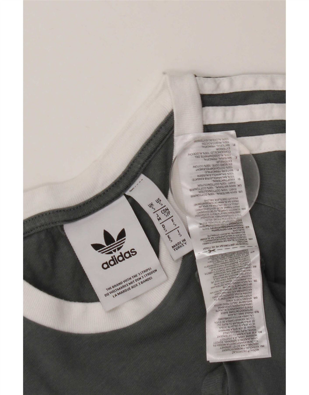 Adidas Herren T-Shirt Top Small Grau Colourblock Baumwolle