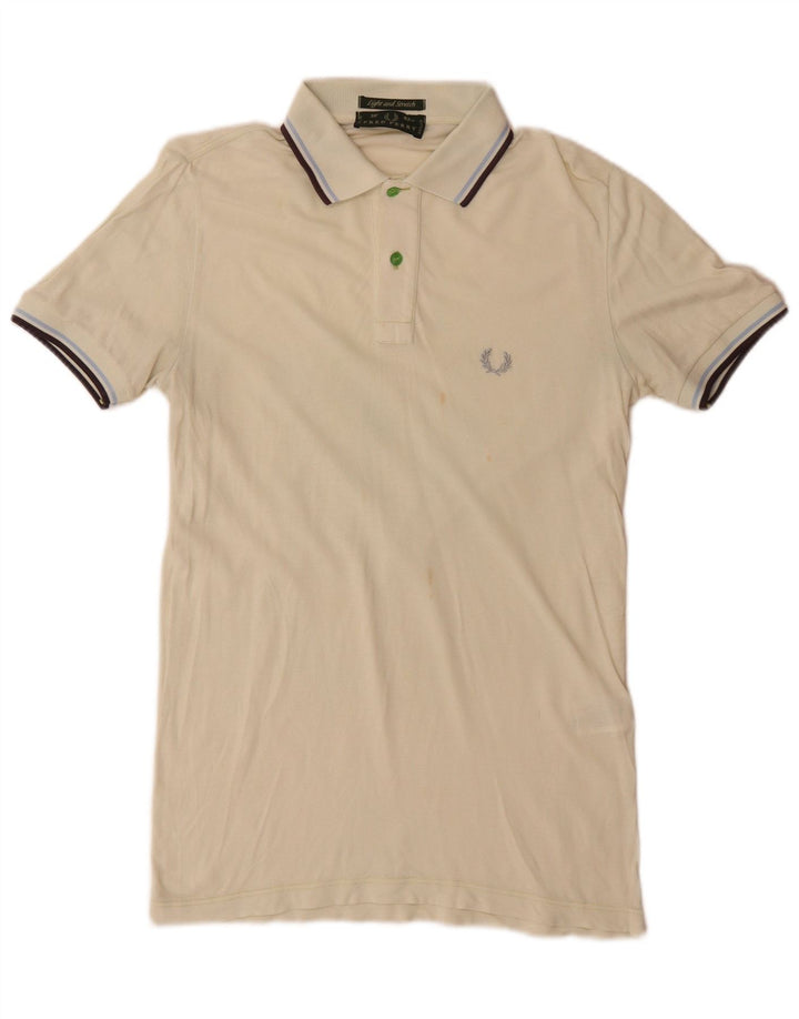 Fred Perry Herren-Poloshirt, klein, grün gestreift, Baumwolle