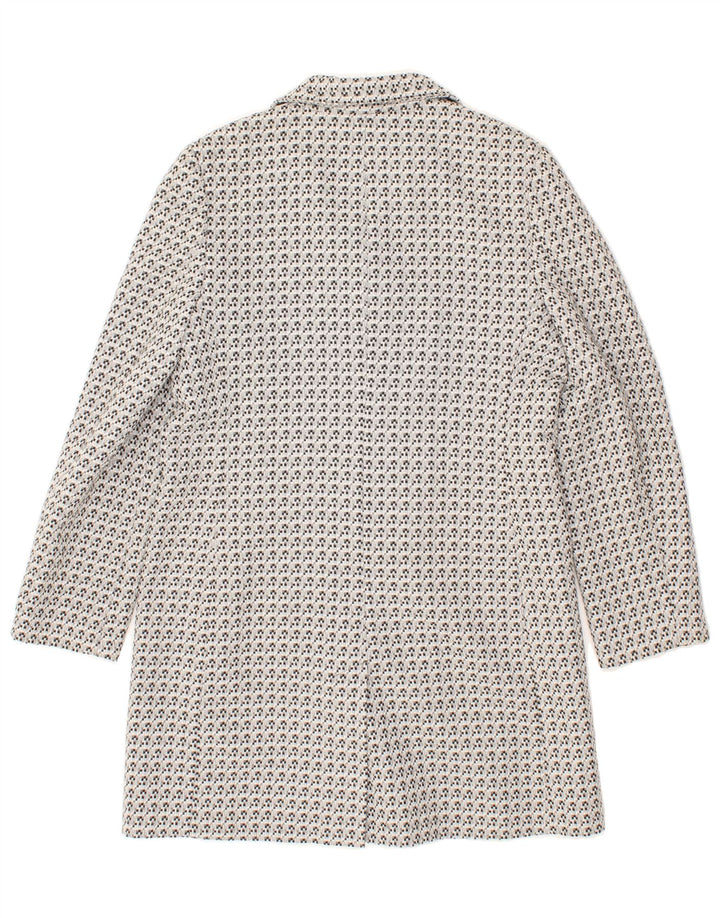 VINTAGE Womens Abstract Pattern Overcoat UK 12 Medium Grey Cotton Vintage Vintage and Second-Hand Vintage from Messina Hembry 