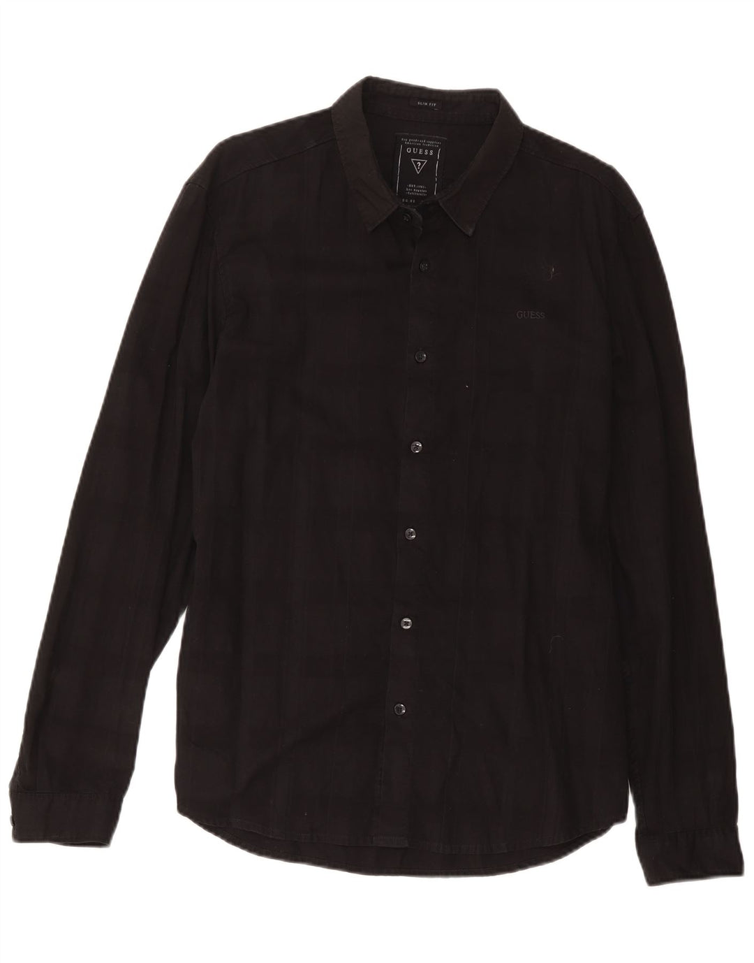 Guess Slim-Fit-Hemd für Herren, groß, schwarz, kariert, Baumwolle