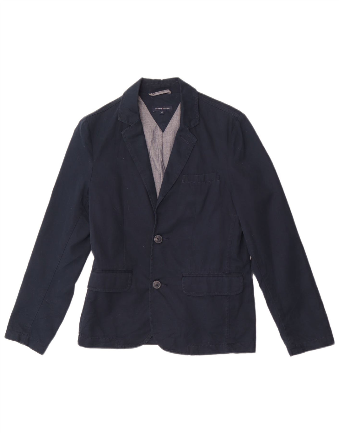 Tommy Hilfiger Jungen-Blazer mit 2 Knöpfen, 14–15 Jahre, marineblaue Baumwolle