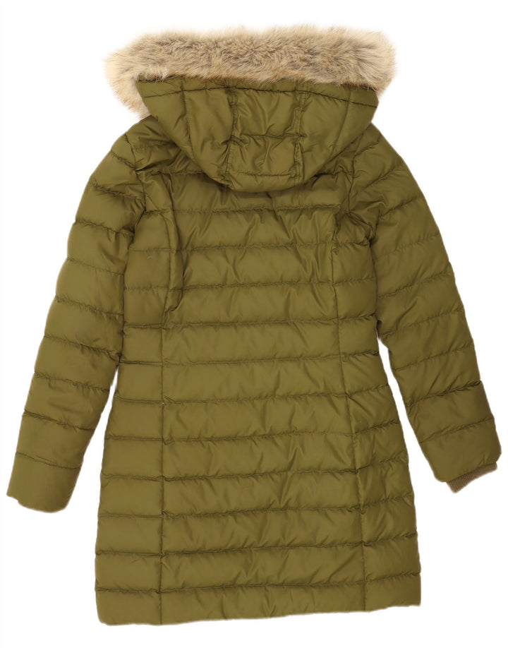 Tommy Hilfiger Wattierter Damenmantel mit Kapuze, UK 10, Größe S, Grün, Polyester