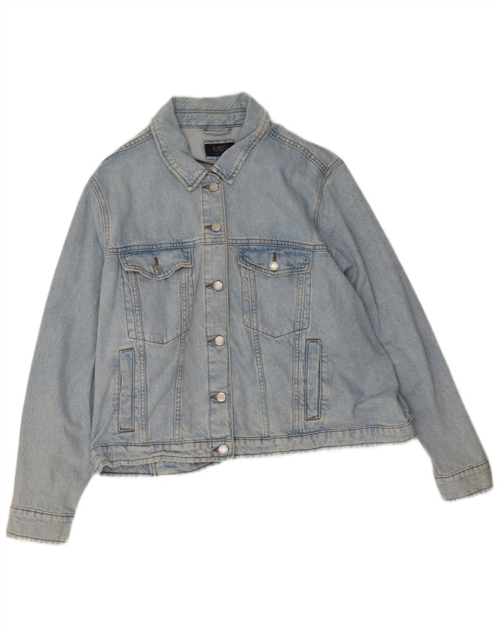 Marks & Spencer Damen Jeansjacke UK 28 6XL Blaue Baumwolle