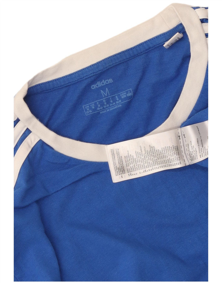 Adidas Damen T-Shirt Top UK 12/14 Mittelblaue Baumwolle
