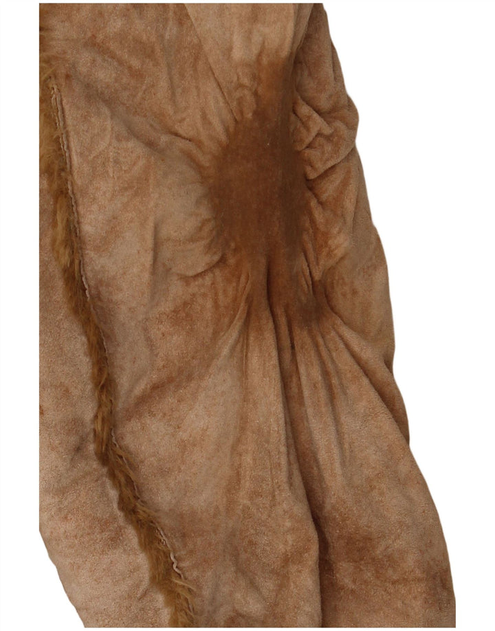 Zara Damen Lammfelljacke UK 14 Medium Beige Leder