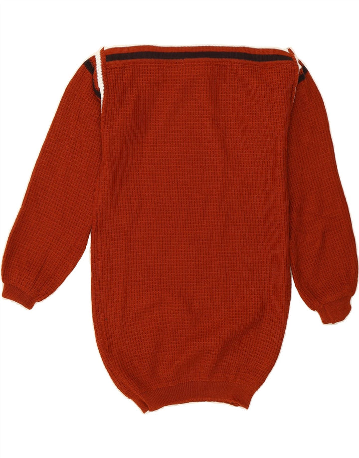 VINTAGE Womens Boat Neck Jumper Sweater UK 12 Medium Brown Polyacrylic Vintage Vintage and Second-Hand Vintage from Messina Hembry 