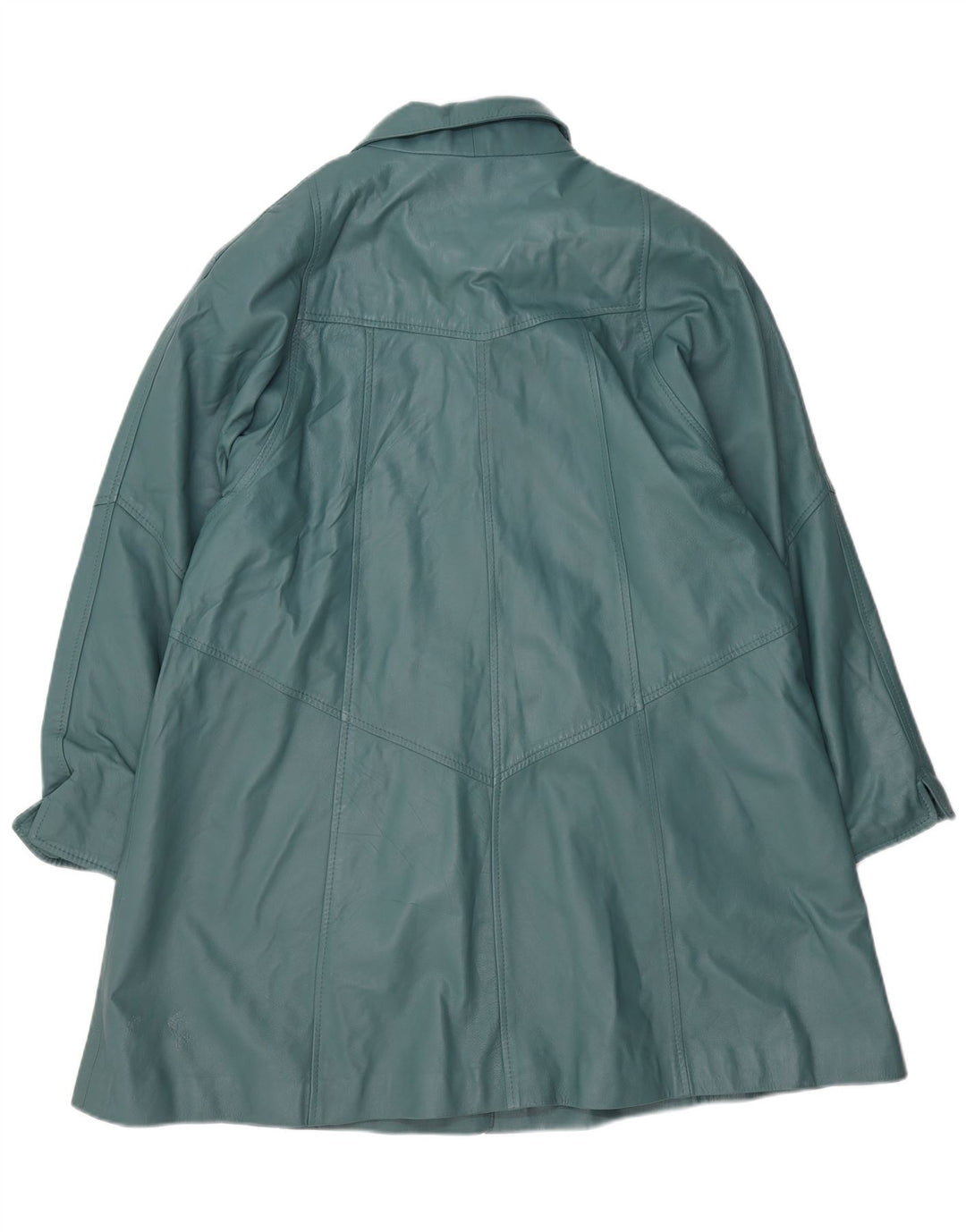 Via Appia Damen Übergroßer Ledermantel UK 14 Mittelblaues Leder