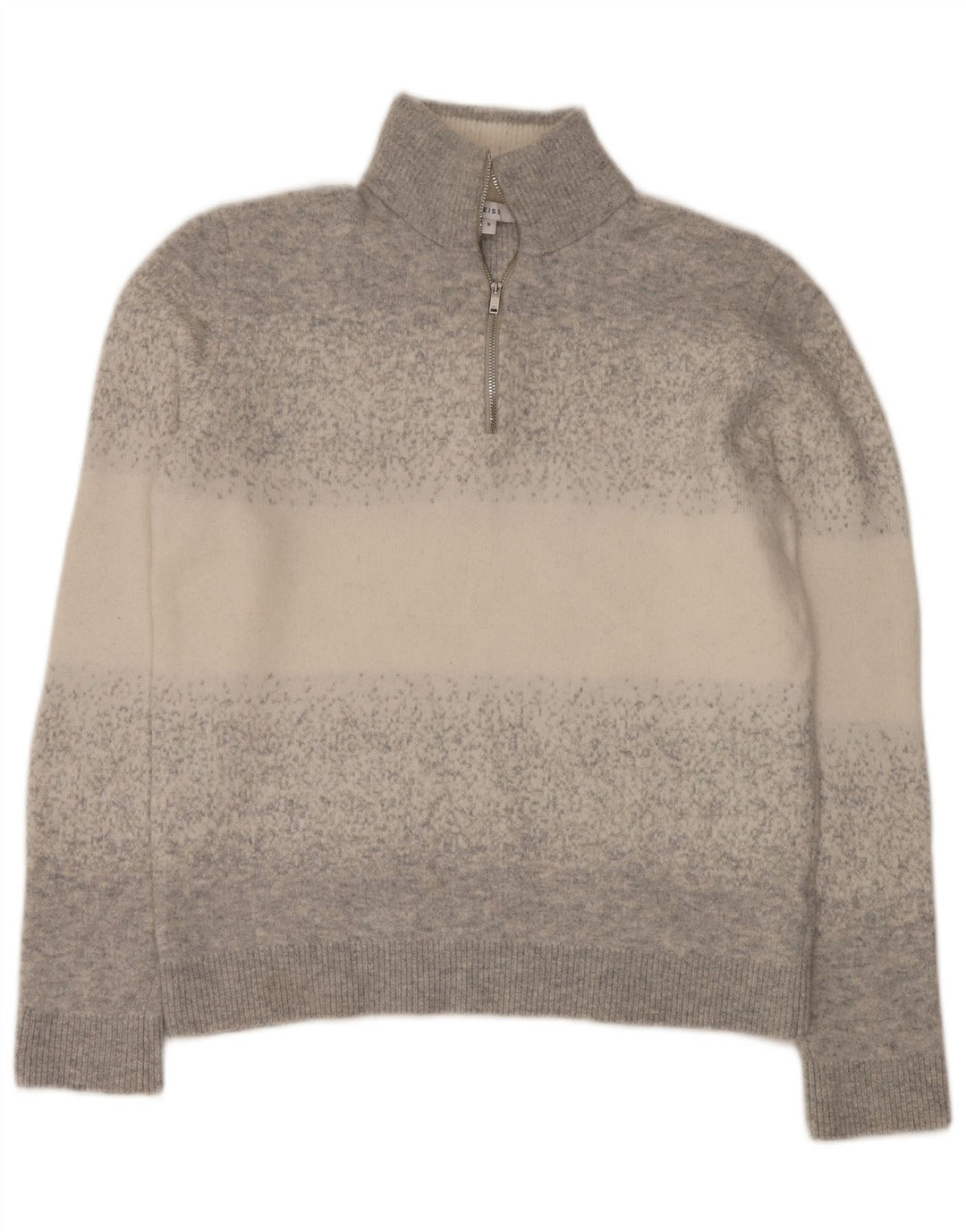 Reiss Herren-Pullover mit Reißverschluss am Hals, kleines, grau meliertes Polyamid