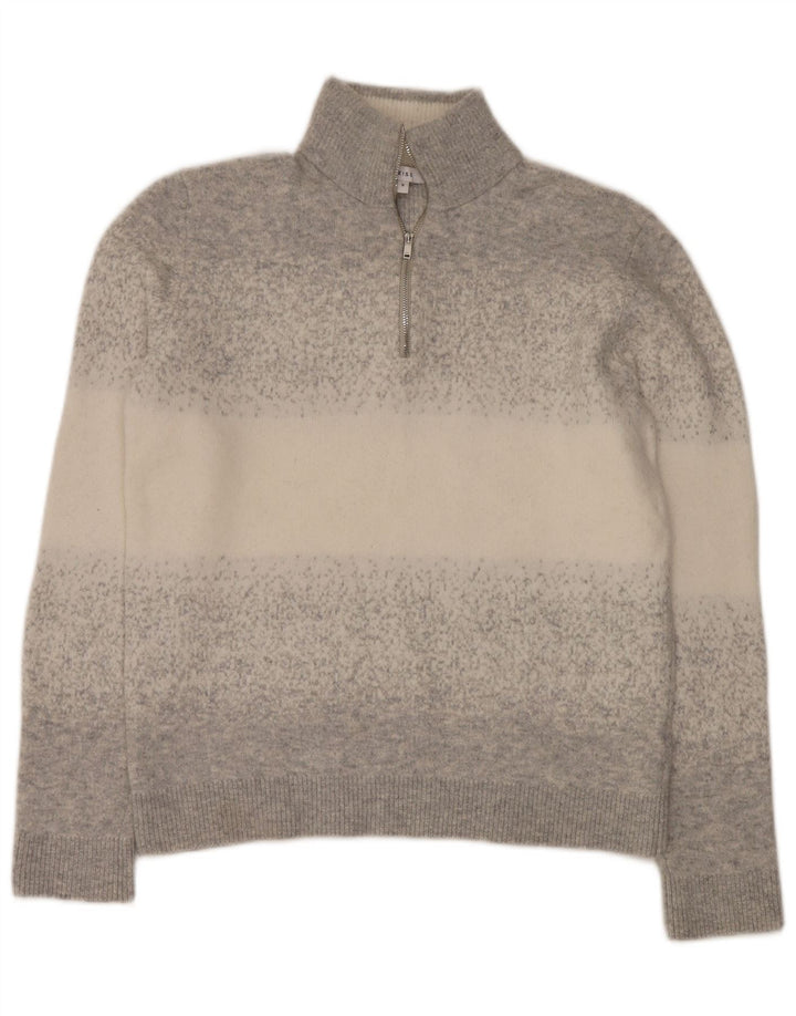 Reiss Herren-Pullover mit Reißverschluss am Hals, kleines, grau meliertes Polyamid