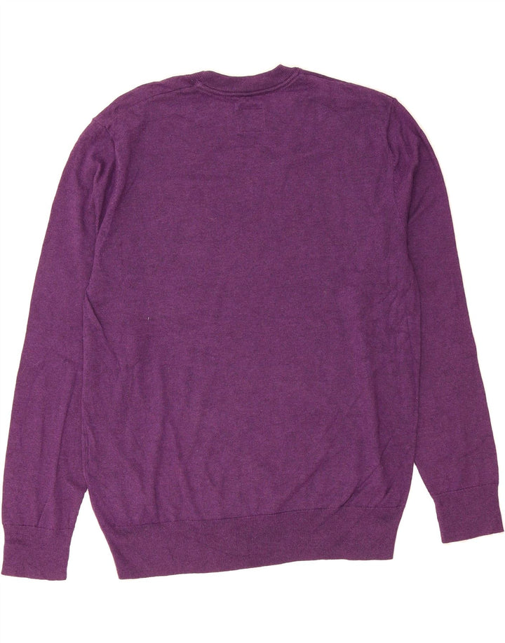 DOCKERS Mens Crew Neck Jumper Sweater Medium Purple Cotton Vintage Dockers and Second-Hand Dockers from Messina Hembry 