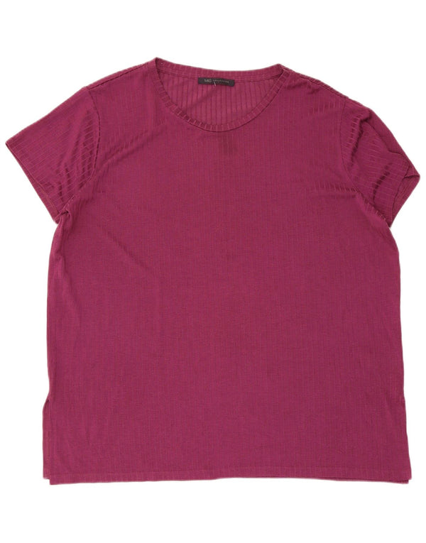 Marks & Spencer Damen T-Shirt Top UK 18 XL Lila Nadelstreifen Viskose