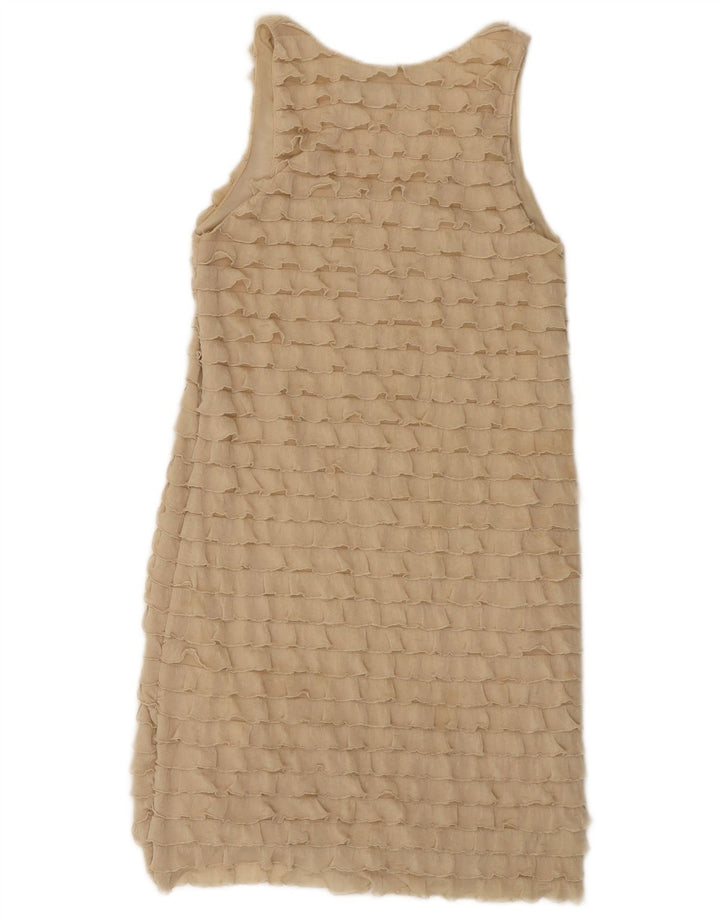 Ärmelloses, gestuftes Damenkleid von Zara, Größe S, Beige, Polyester