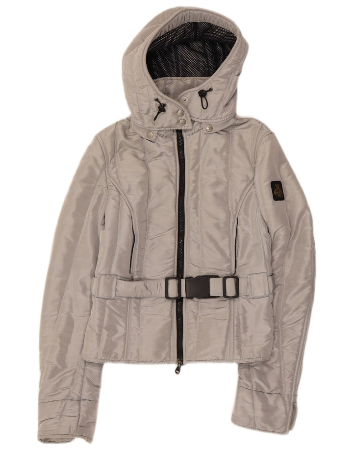 REFRIGIWEAR Damen Cruz Kapuzen-Bomberjacke UK 14 Large Silber Polyester