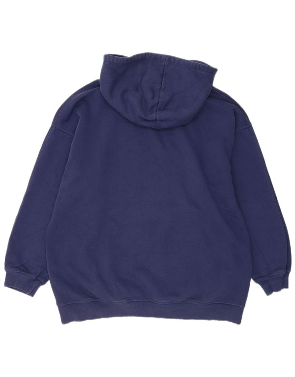 Zara Damen Übergroßer Kapuzenpullover UK 10 Small Marineblaue Baumwolle