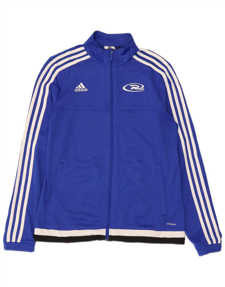 Adidas Damen Royal White Graphic Trainingsanzug Top Jacke UK 12/14 Mittelblau