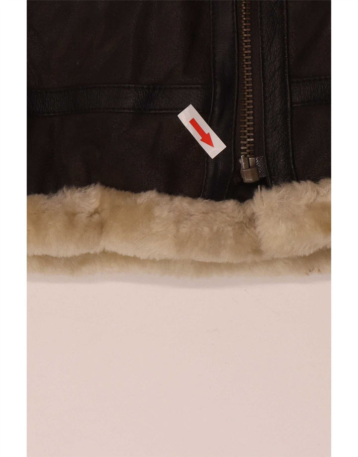 Conbipel Damen Shearling Jacke UK 16 Large Braunes Leder