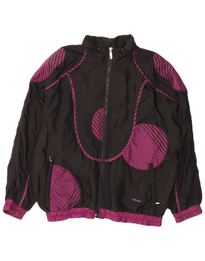 HEAD Womens Oversized-Trainingsanzug-Oberteiljacke UK 18 XL Schwarz Geometrisch