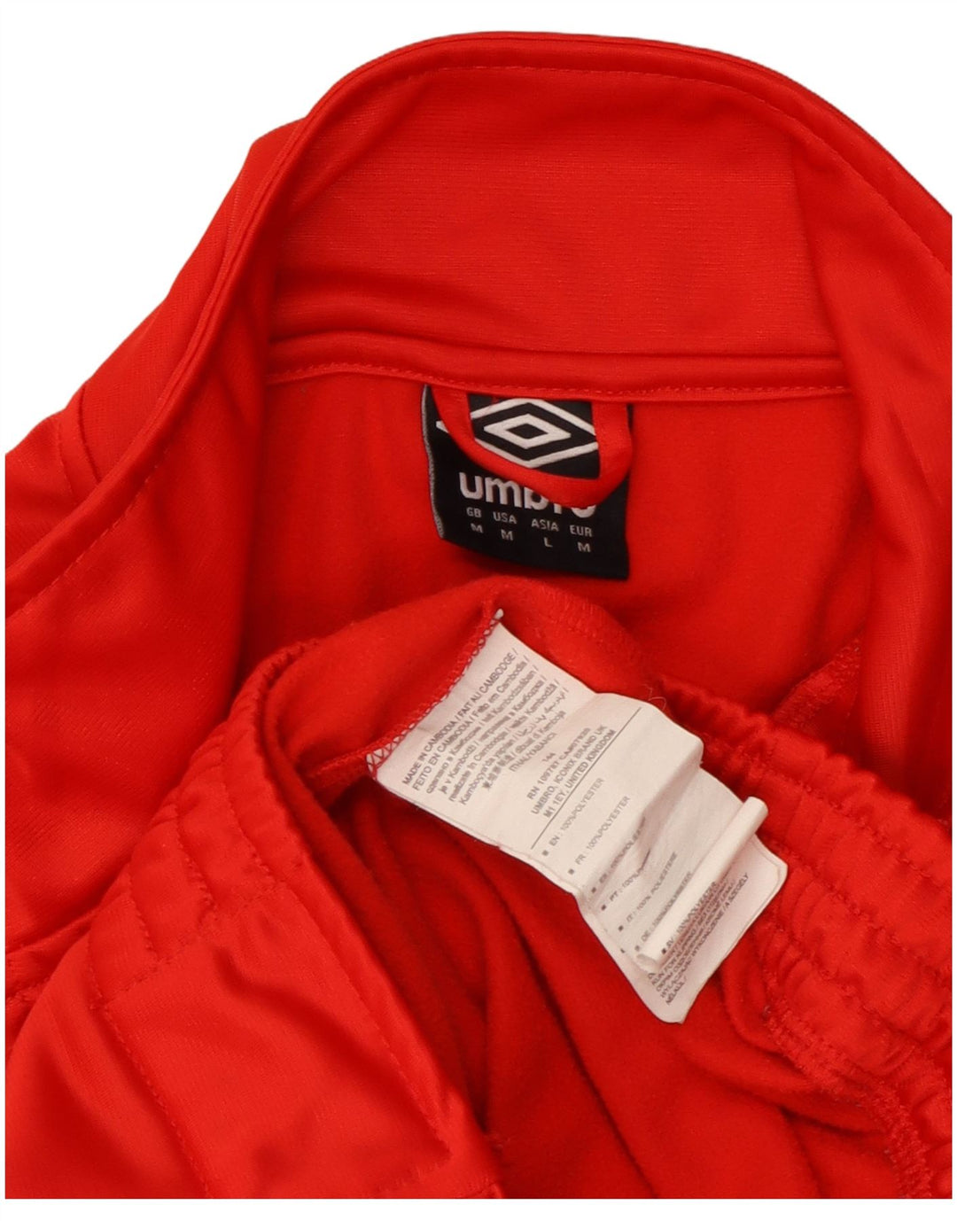 Umbro Herren-Trainingsanzug-Top-Jacke aus mittelrotem Colourblock-Polyester