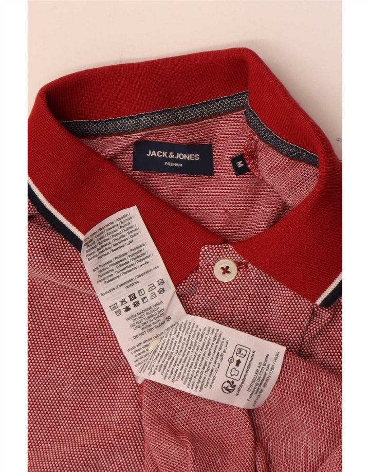 Jack & Jones Herren-Poloshirt aus mittelrot gepunkteter Baumwolle